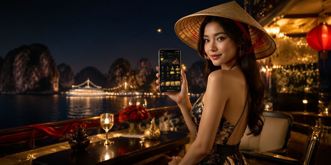 Khung cảnh Hạ Long Bay thanh bình gợi liên tưởng đến quyền lợi VIP và trò chơi cao cấp